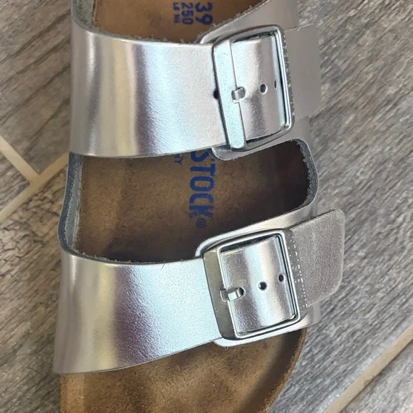 Birkenstock Arizona Soft Footbed, Silver, EU 39/US 8 normcore minimalist boho - Picture 3 of 16